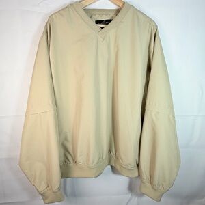 Consensus Golf Men’s Pullover Windbreaker Tan V-Neck Long Sleeve Large